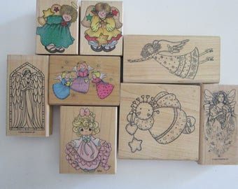 rubber stamp - YOUR CHOICE - ANGELS, Precious Moments So Many Hearts, country angel, Stampin Up - used stamps