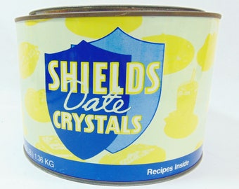 1950s, Collectible Tins, Shields, Shields Dates, Tin Box, California, Vintage Tins, Tin Can, Vintage Tin Container, Dates, Mid Century