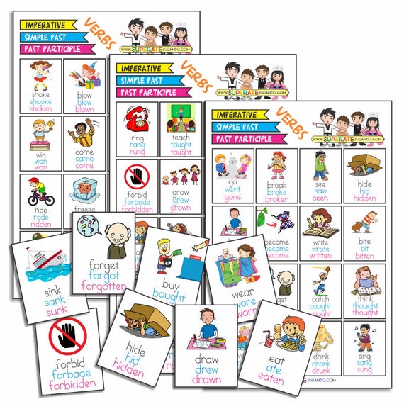 Lotería INGLES Verbos Irregulares en PASADO para imprimir