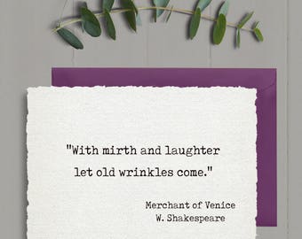 Romantic first anniversary Shakespeare quote, romantic anniversary card, literary card