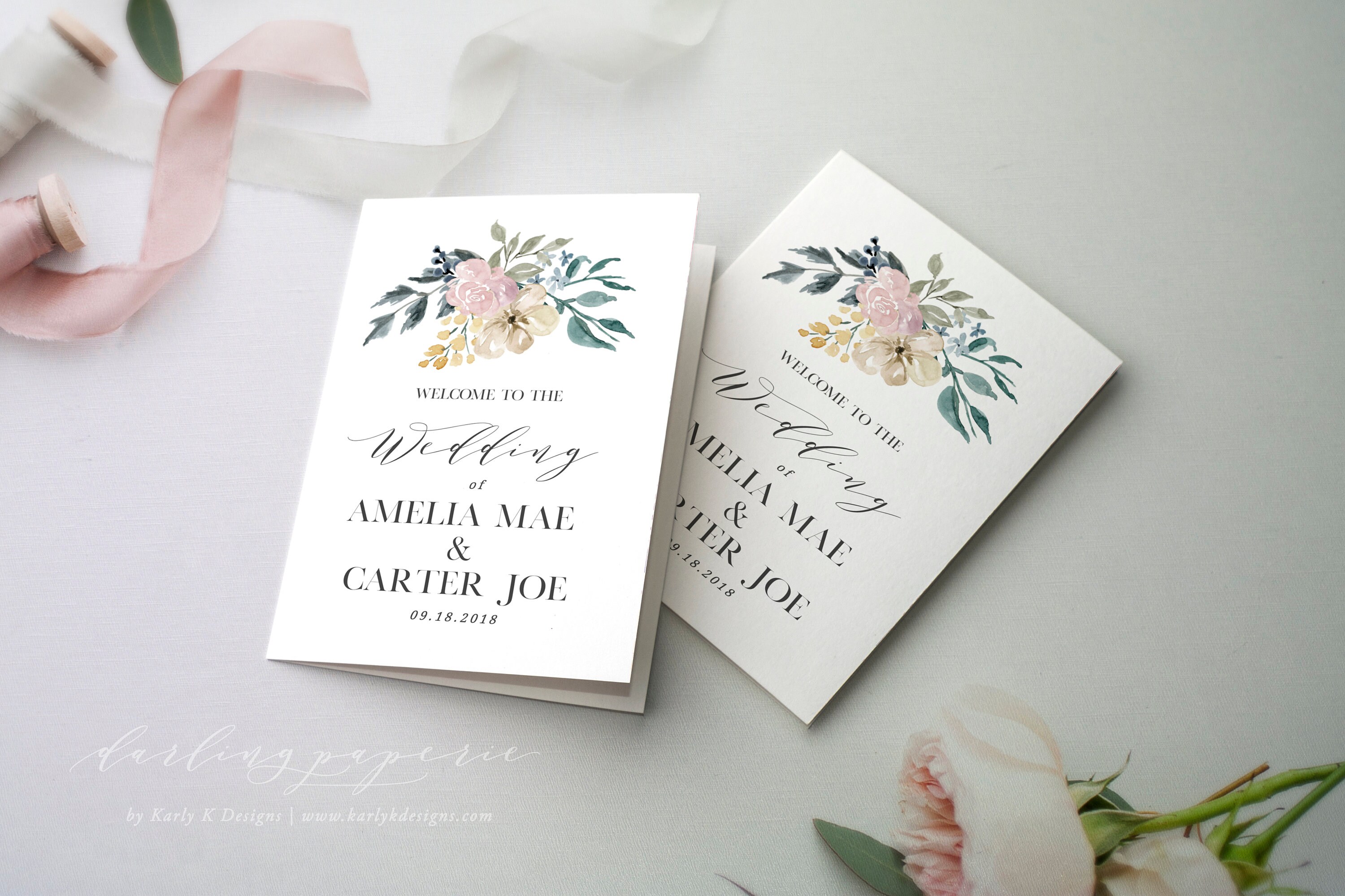 folded wedding program printable