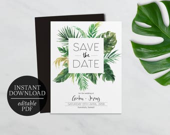 palm leaf invitation etsy