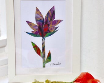 Framed Flower Picture, Paper Cutting Flower, Paper Craft, Pastel Art, Flower Art, Flower Lover Gift, Wall Decor Gift, Paper Cutting Picture