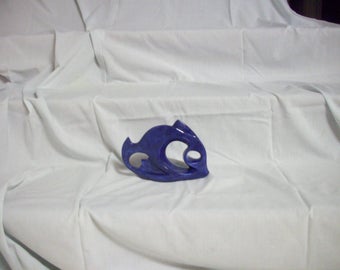Fish with holes, blue, crystal glaze