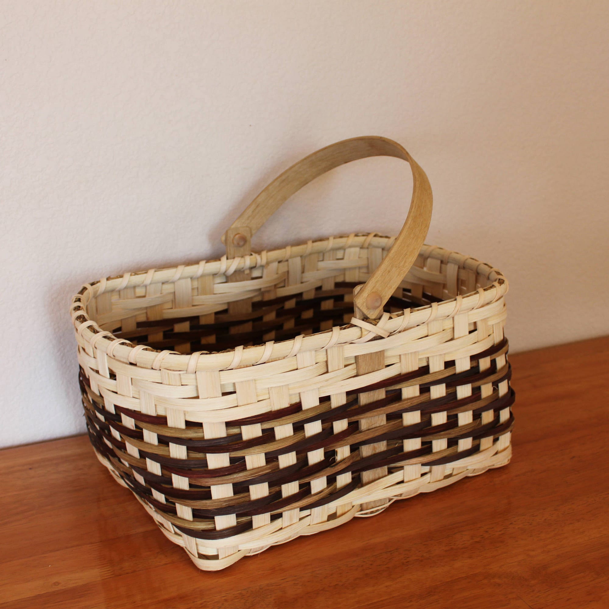 Handwoven Hand Dyed Rustic Market Basket Storage Basket