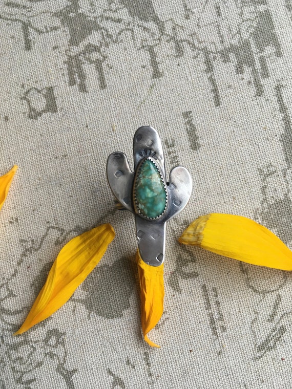Cactus Collection, Sterling Silver, Handcrafted, Tree Frog Turquoise Ring