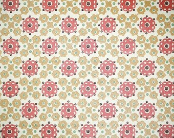 Retro Wallpaper by the Yard 70s Vintage Wallpaper - 1970s Gold and Persimmon Red Geometric Flowwers