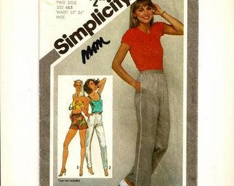 A Straight Leg, Pull-On Elastic Waistline, Casual Athletic-Style Pants Pattern for Women: Uncut- Sizes 6 & 8 Waist 23"-24" • Simplicity 9875