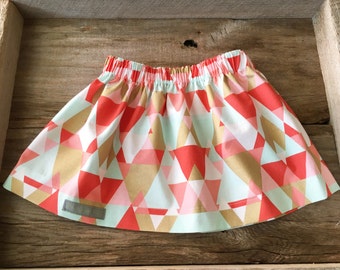 Coral, mint, and gold skirt, infant/toddler skirt, handmade clothing