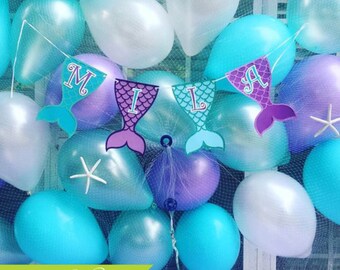 Mermaid Birthday Banner, Mermaid Banner, Mermaid Birthday Party, Decoration, The little mermaid, Ariel, Princess Ariel, Birthday Banner