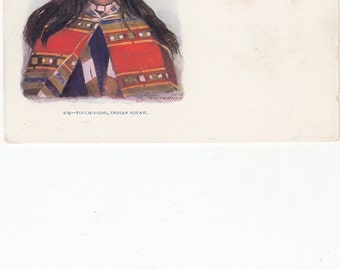 Embossed Indian Squaw-Touch -I -Goo, Undivided Postcard, Antique, Great Image