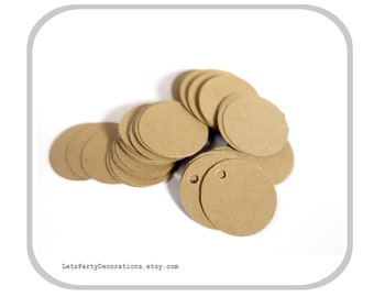 Kraft Paper Tags- Hang Tags, Jewelry Tags- Price Tags- Merchandise Tags- Brown Kraft Tags 1" inch