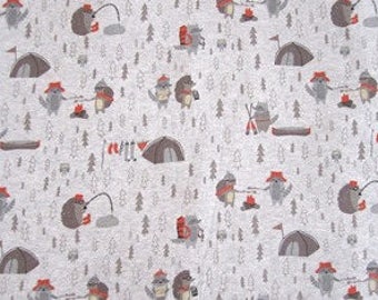 "CAMPING" Heather gray cotton JERSEY.