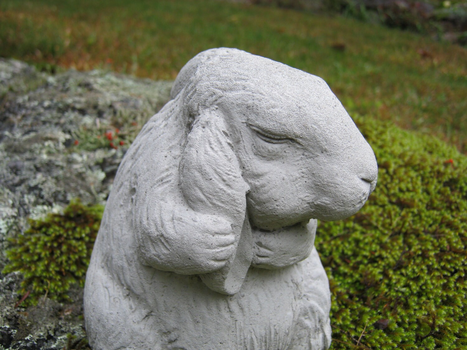 Rabbit Statue Bunny Figurine Concrete Garden Zoom