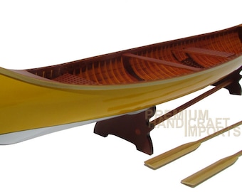 24" Handcrafted Peterborough Canoe - Yellow & White