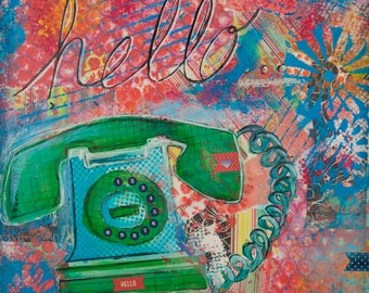 Hello? Green Rotary Phone