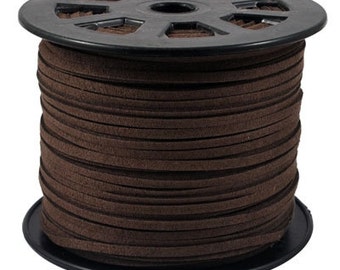 Faux Suede Lace Cord Leather Flat Sienna 3x1.5mm-20ft