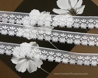 4 5/8 Yards, Spanish Cotton Lace, Vintage Heirloom Lace, Cotton Edging, Doll or Costume Trim, Lingerie Lace, 5/8" Wide, Soft White - BR302