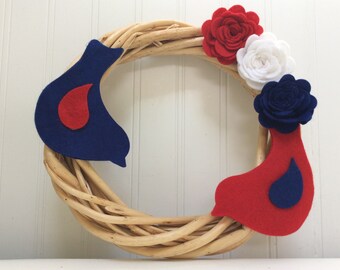 Patriotic Red White Blue Door Wreath