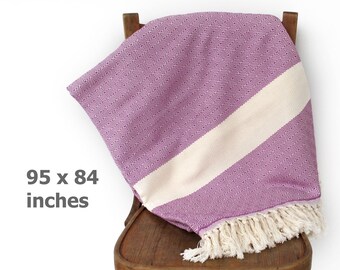 Cotton Bedspread Throw Blanket Turkish Blanket Cotton Sofa Throw Turkish Bedspread Furniture Throw Purple XXX LARGE 240 x 210 cm