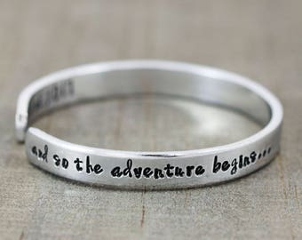 Personalized Graduation Jewelry - Quote Bracelet - Graduation Gift for Her - 2018 Graduation - Going Away to College - Hand Stamped Cuff