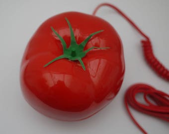 Vintage Red Tomato Phone Landline Corded Novelty Retro