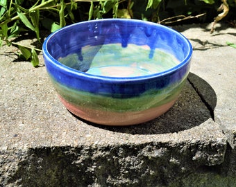 Blue, pink and green bowl