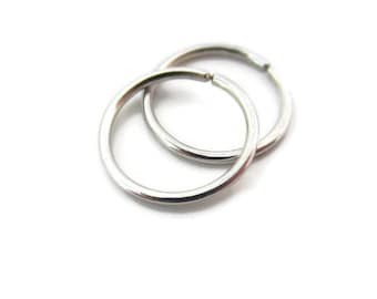 Platinum Tiny Small Hoop Earrings Nickel Free Platinum Hoops Snug Fit Size 8mm, One Pair
