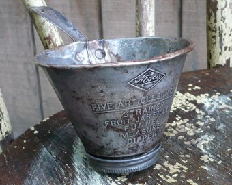 Vintage NESCO Five-In-One Kitchen Helper-Strainer-Dipper-Funnel-Farmhouse Kitchen