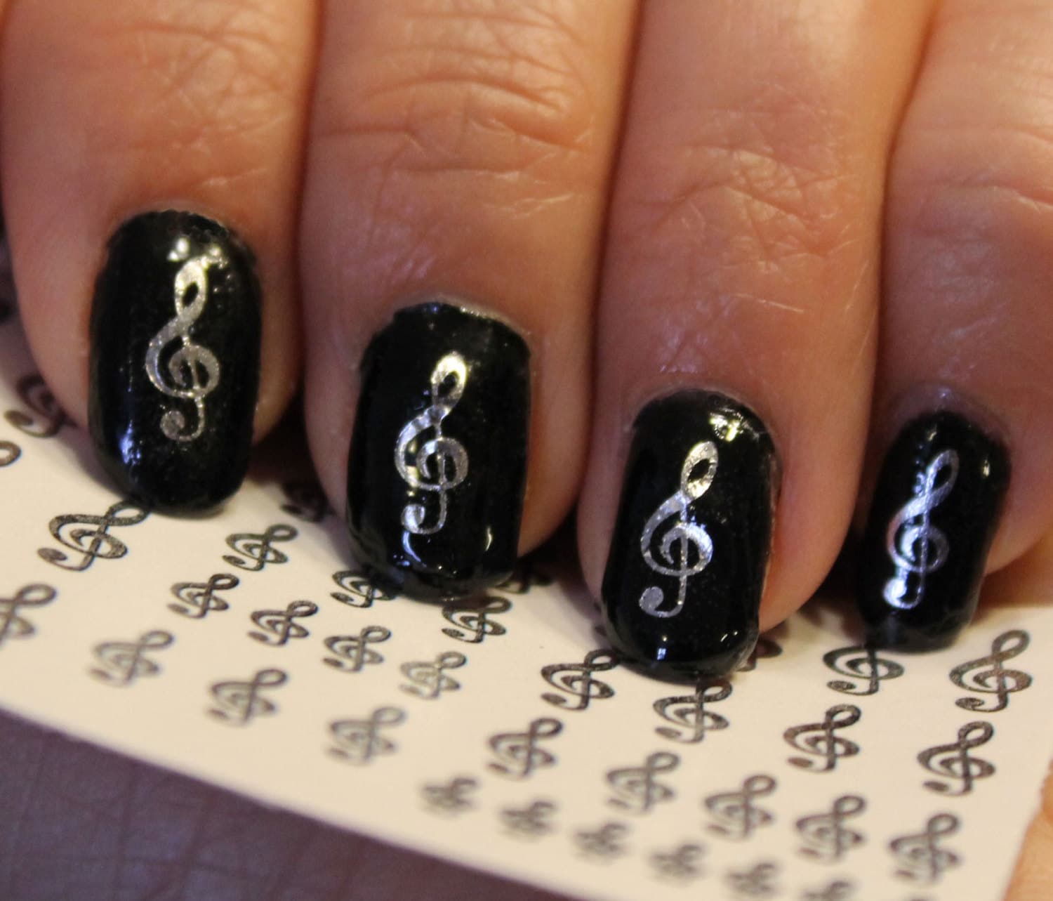 42 Silver TREBLE CLEF Music Note Nail Art GCS G Clef Rocker 🔎zoom - 42 Silver TREBLE CLEF Music Note Nail Art GCS G Clef Rocker