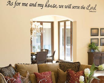 As for me and my house, we will serve the Lord | Long version - Bible Verse Scripture Religious Christian Wall Art Decal For Home or Church
