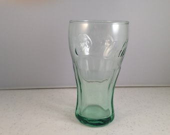 Vintage Coca Cola Glass Small Light Green 5 Ounce Glass 4.5 Inches Tall 2 and 3/8 Inches Wide at the Top Previously 10 Dollars ON SALE