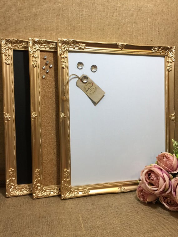 GOLD Ornate Framed Notice BOARD Metallic Frame Message Board