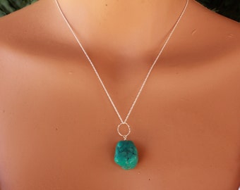 Natural Turquoise Necklace, December Birthstone, Bulky Turquoise Pendat, Dainty, Layering Necklace, Natural Turquoise, Delicate, Layered