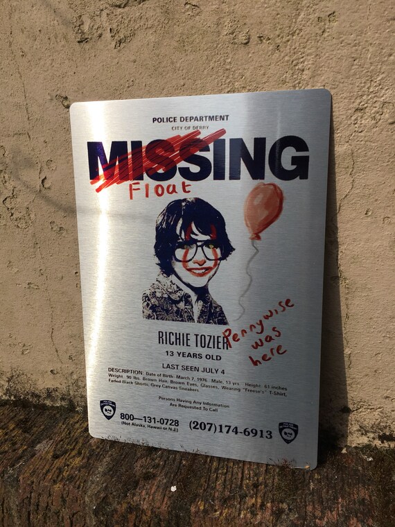IT 2017 Movie Missing 'Richie Tozier' A4 Metal Print