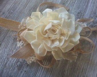Sola Flower Wrist Corsage, Wedding Wrist Corsage, Sola Flower Wedding, Rustic Wedding