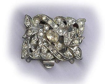 vintage CLASP ART DECO four strand amazing design rhodium plated jewelry clasp necklace clasp movie star quality bridal finding