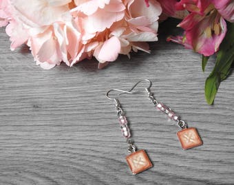 Pink Wedding Earrings - Pink Square Earrings - Bridesmaid Earrings - Rosy Pink Earrings - Soft Pink Earrings - Flower Girl Earrings