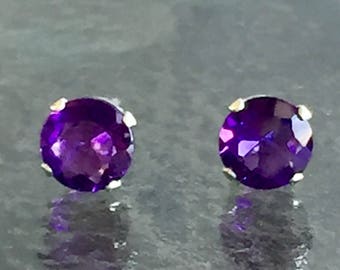 Amethyst African 5mm .70ctw Sterling Silver Stud Earrings
