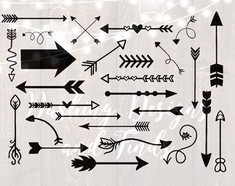 DIGITAL DOWNLOAD arrow clipart - arrows svg - png files - heart arrow svg - tribal arrow - arrow with feather - arrow with heart - cut files