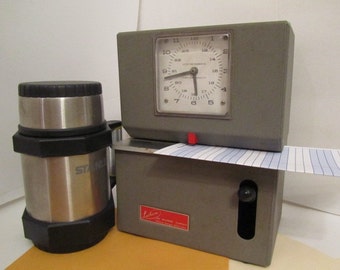 Vintage time clock, Lathem time recorder co. , Atlanta Ga, made in USA. Time machine, industrial .