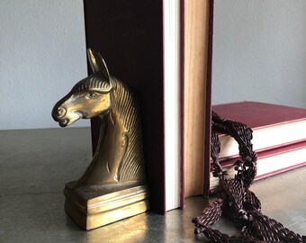 vintage brass horse bookend singular