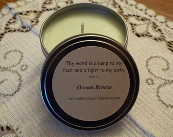 Ocean Breeze 8 oz Soy Candle Tin
