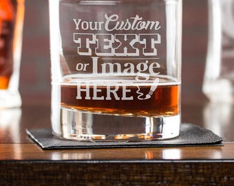 Custom Whiskey Glass, Personalized Gift, Whiskey Glass, Etched Cocktail Glass, Gift For Him, Scotch Glass, Corporate Gift, Bar Whiskey Glass