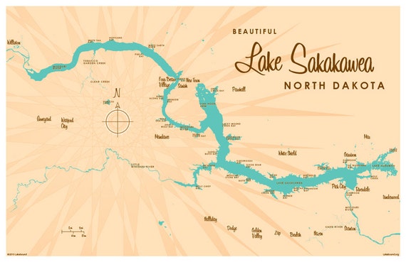 Lake Sakakawea ND Map Print   Il 570xN.940717482 4qm5 