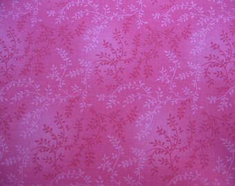100 percent cotton fabric/pink/with flower vines/quilting/crafts/apparel/by the yard