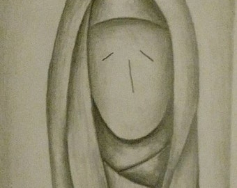 Original Pencil Drawing, "Tsgili", 12" x 6"
