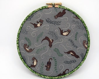 Memo Board, Hoop Art Decoration - Playful Otters fabric , Pin Board, wall art