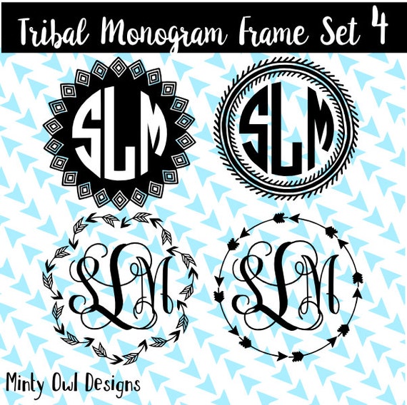 Download Cricut SVG Tribal Monogram Frame SVG Set 4 Monogram Frames
