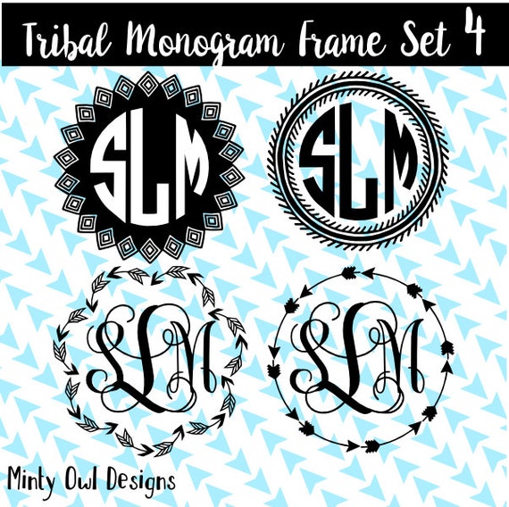 Cricut SVG Tribal Monogram Frame SVG Set 4 Monogram Frames